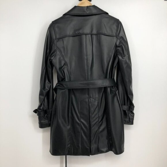 Nancy Lord Couture Vancouver Black  Double Breasted Leather Trench Coat - Picture 15 of 16